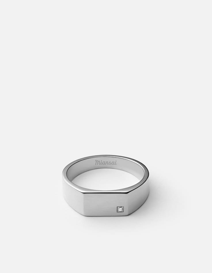 GENTS WHITE PLATED RING